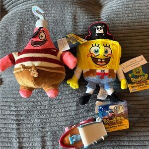 Nickelodeon SpongeBob and Patrick Pirate Plush Set - with Gary Toy Car